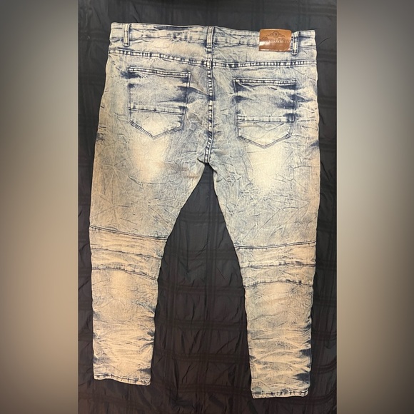 Demolition Statement 80's 90's Paint Splatter Distressed Slim Fit Jeans Sz 38x30 - Picture 3 of 4